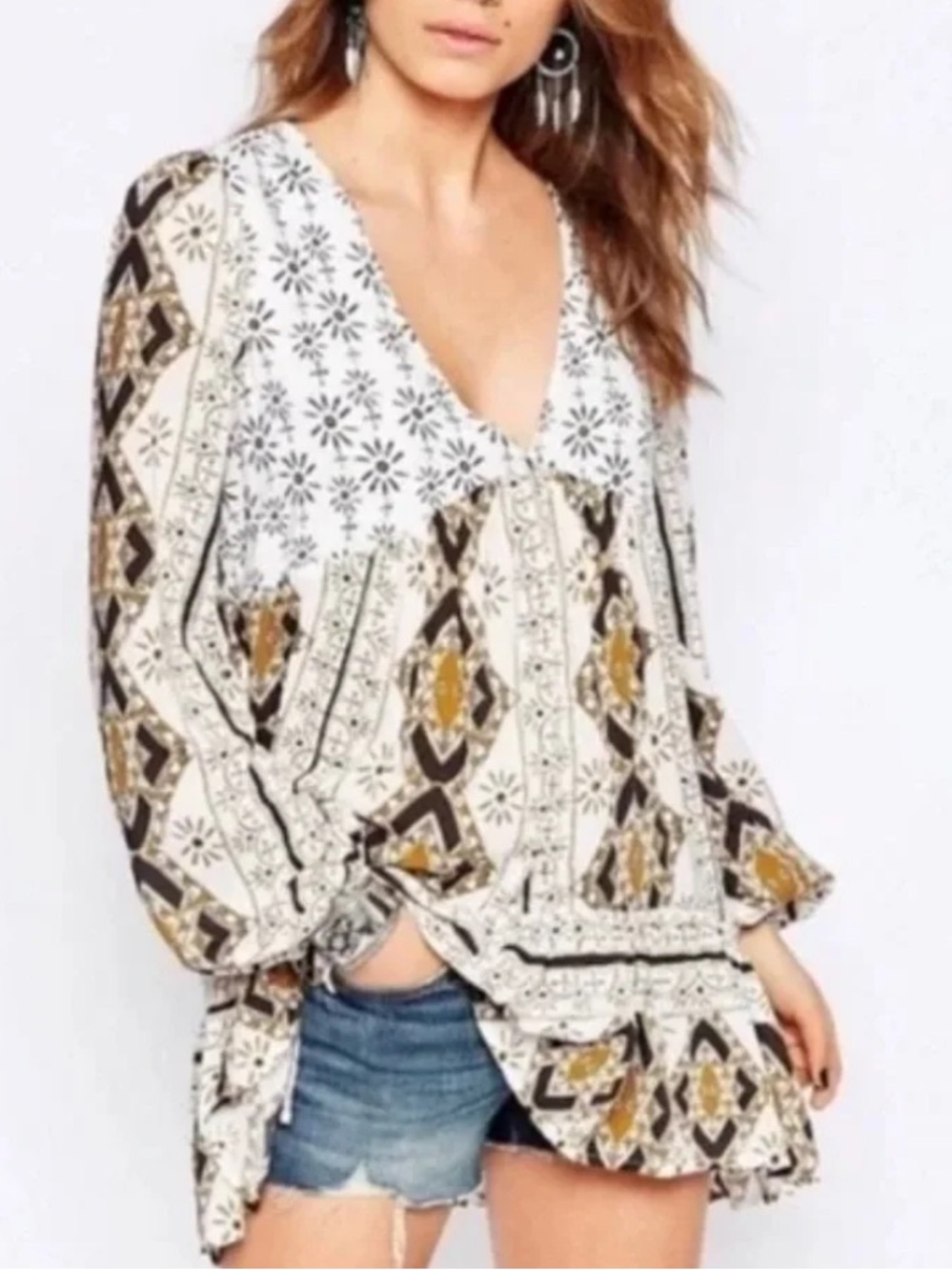 Free People Ivory Down by the Bay Tunic Top